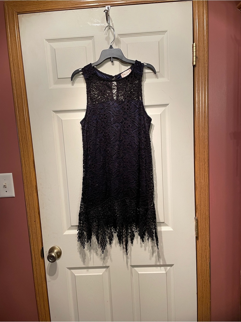 Altar'd State Navy Crochet Lace Shell Top